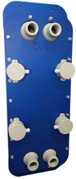 BDD Zelle 1320 Produktbild BDD-Zelle 1320, blau weiß verschraubtes Kunststoffgehäuse mit je 2 Durchfluss Ein- und Ausgänge
