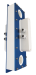 Produktbild BDD-Zelle 150, blau weiß verschraubtes Kunststoffgehäuse mit Durchfluss Ein- und Ausgang